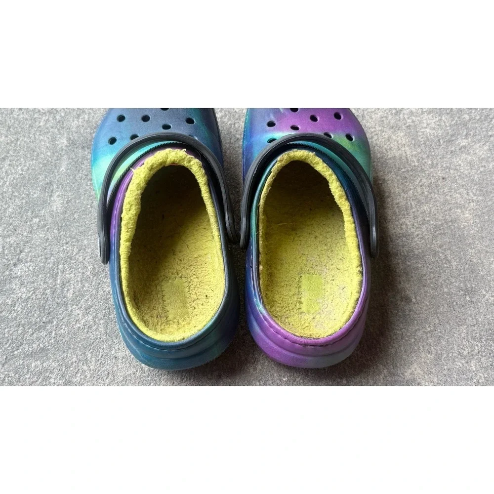 Crocs Kids Classic Lined Clog Multicolor Tie-Dye Shoes US J2